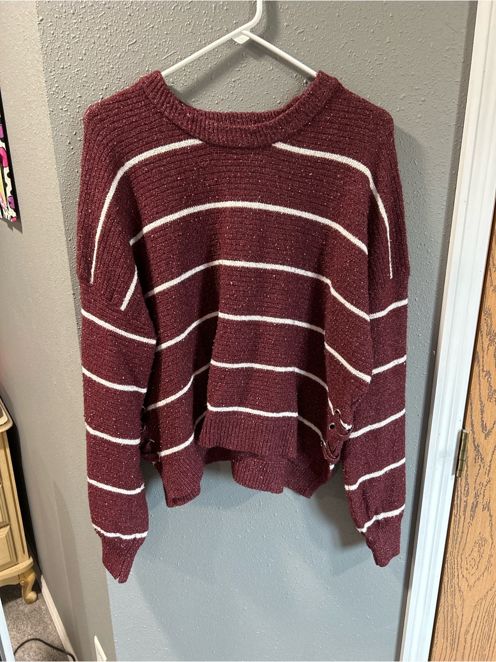 So Burgundy Striped Sweater